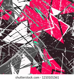 Abstract geometric seamless pattern for girls and boys. Creative modern wallpaper with line, shape, ink, grunge urban elements.