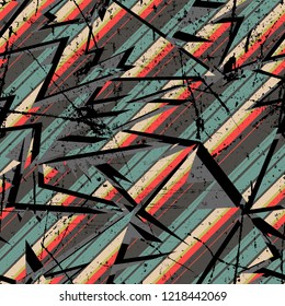 Abstract geometric seamless pattern for girls and boys. Creative modern wallpaper with line, shape, ink, grunge urban elements.
