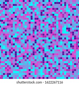 Abstract geometric seamless pattern. Glitch, VHS effect background. Pixel mosaic of random colorful pixels.