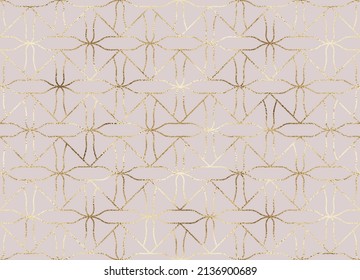 Abstract geometric seamless pattern with gold glitter rhombuses.