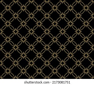 Abstract. Geometric seamless pattern gold-black background. vector.