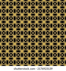 Abstract. Geometric seamless pattern gold-black background. vector.