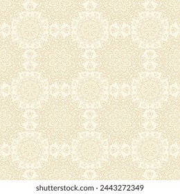 Abstract geometric seamless pattern. Golden texture, elegant floral lattice, mesh, weave. Oriental traditional luxury background. Subtle gold ornament, repeat tiles, modern design for fabric