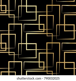 Abstract geometric seamless pattern. Golden restangle on the black background