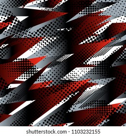 Abstract geometric seamless pattern. Graphic vector. Racing background for vinyl wrap and decal. Grunge, neon texture pattern.