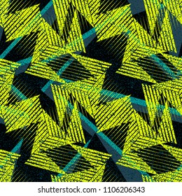 Abstract geometric seamless pattern. Graphic vector. Racing background for vinyl wrap and decal. Grunge, neon texture pattern.