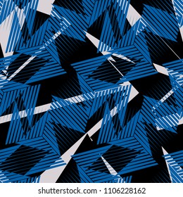 Abstract geometric seamless pattern. Graphic vector. Racing background for vinyl wrap and decal. Grunge, neon texture pattern.