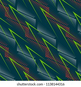 Abstract geometric seamless pattern. Graphic vector. Racing background for vinyl wrap and decal. Grunge, neon texture pattern.