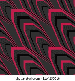 Abstract geometric seamless pattern. Graphic vector. Racing background for vinyl wrap and decal. Grunge, neon texture pattern. Sports textile. Fashion military.