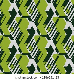 Abstract geometric seamless pattern. Graphic vector. Racing background for vinyl wrap and decal. Grunge, neon texture pattern. Sports textile. Fashion military.