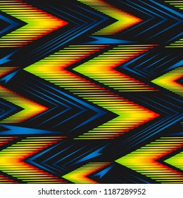 Abstract geometric seamless pattern. Graphic vector. Racing background for vinyl wrap and decal. Grunge, neon texture pattern.