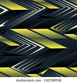 Abstract geometric seamless pattern. Graphic vector. Racing background for vinyl wrap and decal. Grunge, neon texture pattern.