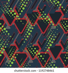 Abstract geometric seamless pattern. Graphic vector. Racing background for vinyl wrap and decal. Grunge, neon texture pattern.