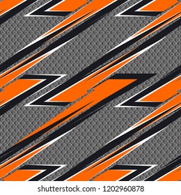 Abstract geometric seamless pattern. Graphic vector. Racing background for vinyl wrap and decal. Grunge, neon texture pattern. Sports textile. Fashion military.