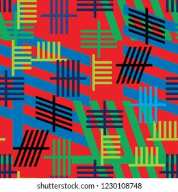 Abstract geometric seamless pattern. Graphic vector. Racing background for Sport design template. Fashion military. Grunge, neon texture pattern. Sports textile. 