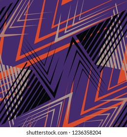 Abstract geometric seamless pattern. Graphic vector. Racing background for vinyl wrap and decal. Grunge, neon texture pattern.
