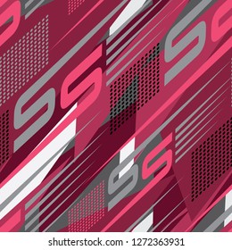 Abstract geometric seamless pattern. Graphic vector. Racing background for vinyl wrap and decal. Grunge, neon texture pattern.