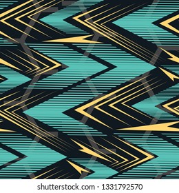 Abstract geometric seamless pattern. Graphic vector. Racing background for vinyl wrap and decal. Grunge, neon texture pattern.