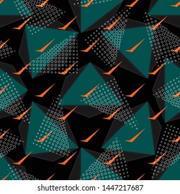 Padrão geométrico sem costura abstrato. Vetor gráfico. Fundo de corrida para envoltório de vinil e decalque. Grunge, padrão de textura neon. Têxtil esportivo. Moda militar. ilustração. Urba.