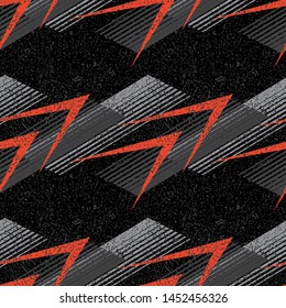 Abstract geometric seamless pattern. Graphic vector. Racing background for vinyl wrap and decal. Grunge, neon texture pattern. Sports textile. Fashion military.