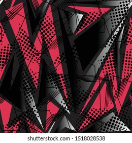 Abstract geometric seamless pattern. Graphic vector. Racing background for vinyl wrap and decal. Grunge, neon texture pattern.