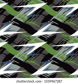 Abstract geometric seamless pattern. Graphic vector. Racing background for vinyl wrap and decal. Grunge, neon texture pattern.