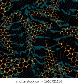 Patrón abstracto geométrico transparente. Vector gráfico. Antecedentes de regata para envolver y calar de vinilo. Grunge, patrón de textura de neón. Textil deportivo. Ejército de la moda.