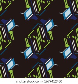 Abstract geometric seamless pattern. Graphic vector. Racing background for vinyl wrap and decal. Grunge, neon texture pattern. Sports textile. Fashion military.