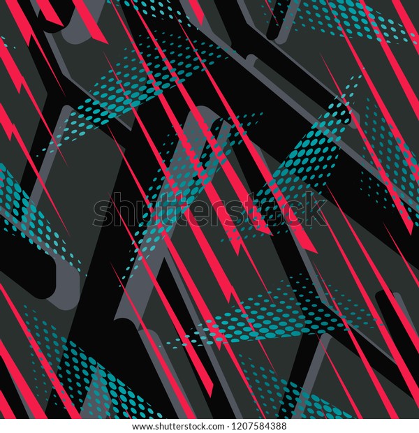 Abstract geometric seamless\
pattern. Graphic vector. Rally car wrap vector designs. Racing\
background for vinyl wrap and decal. Sports textile. T-shirt\
polo.