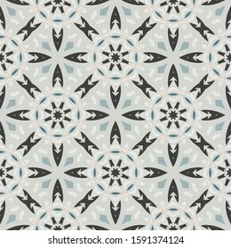 Abstract geometric seamless pattern in gray and blue. Textile printing, web design, wallpaper, border .