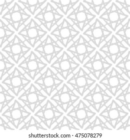 Abstract geometric seamless pattern. Gray and white style pattern with rhombus and lines.