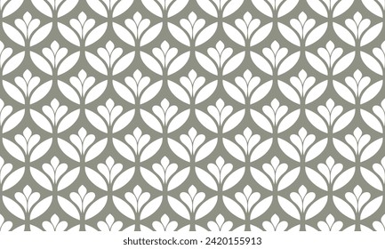 Abstract geometric seamless pattern. Green and white ornament. Vector background.