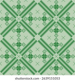 Abstract geometric seamless pattern with green diamond shapes.