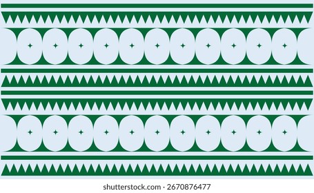 Abstract geometric seamless pattern with green triangle shapes in horizontal rows. Perfect for textiles, wallpaper, wrapping paper, and decorative design.