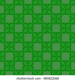 Abstract geometric seamless pattern in green and grey colors.
