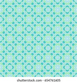 Abstract geometric seamless pattern. Green and blue colors. Vector illustration.