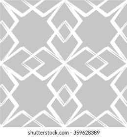 Abstract geometric seamless pattern. Grey and white style pattern with rhombus and lines.