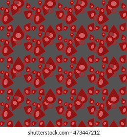 Abstract geometric seamless pattern in grey and red colors.