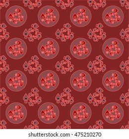 Abstract geometric seamless pattern in grey and red colors.