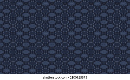 Abstract geometric seamless pattern with grid and line. Monochrome blue elements on indigo background. Vector illustration.For male shirt textile cloth silk scarf bandana wallpaper mobile case cover 