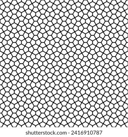 Abstract geometric seamless pattern. Grid of pentagons, black and white vector illustration
