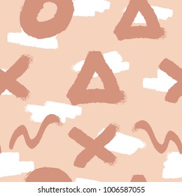 Abstract geometric seamless pattern. Grunge, graffiti, sketch, brushstrokes, watercolour. Endless trend vector illustration.