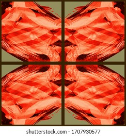 Abstract geometric seamless pattern. Grunge vector abstract hand - painted ornament. Kaleidoscope brush stroke element.