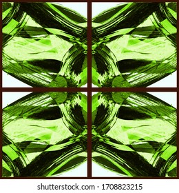 Abstract geometric seamless pattern. Grunge vector abstract hand - painted ornament. Kaleidoscope brush stroke element.