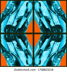 Patrón abstracto geométrico transparente. Grunge vectorial mano abstracta - adorno pintado. Elemento de trazo de pincel Kaleidoscope.