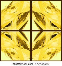 Abstract geometric seamless pattern. Grunge vector abstract hand - painted ornament. Kaleidoscope brush stroke element.