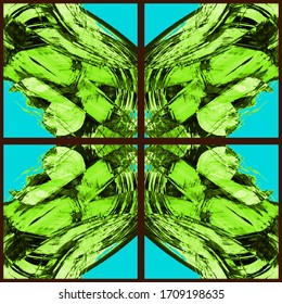  Patrón abstracto geométrico transparente. Grunge vectorial mano abstracta - adorno pintado. Elemento de trazo de pincel Kaleidoscope.
