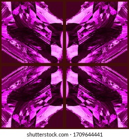 Abstraktes geometrisches nahtloses Muster. Abstrakte, handgemalte Grunge Vektorillustration. Kaleidoskop-Pinselstrich-Element.
