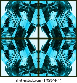  Patrón abstracto geométrico transparente. Grunge vectorial mano abstracta - adorno pintado. Elemento de trazo de pincel Kaleidoscope.