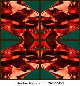  Patrón abstracto geométrico transparente. Grunge vectorial mano abstracta - adorno pintado. Elemento de trazo de pincel Kaleidoscope.